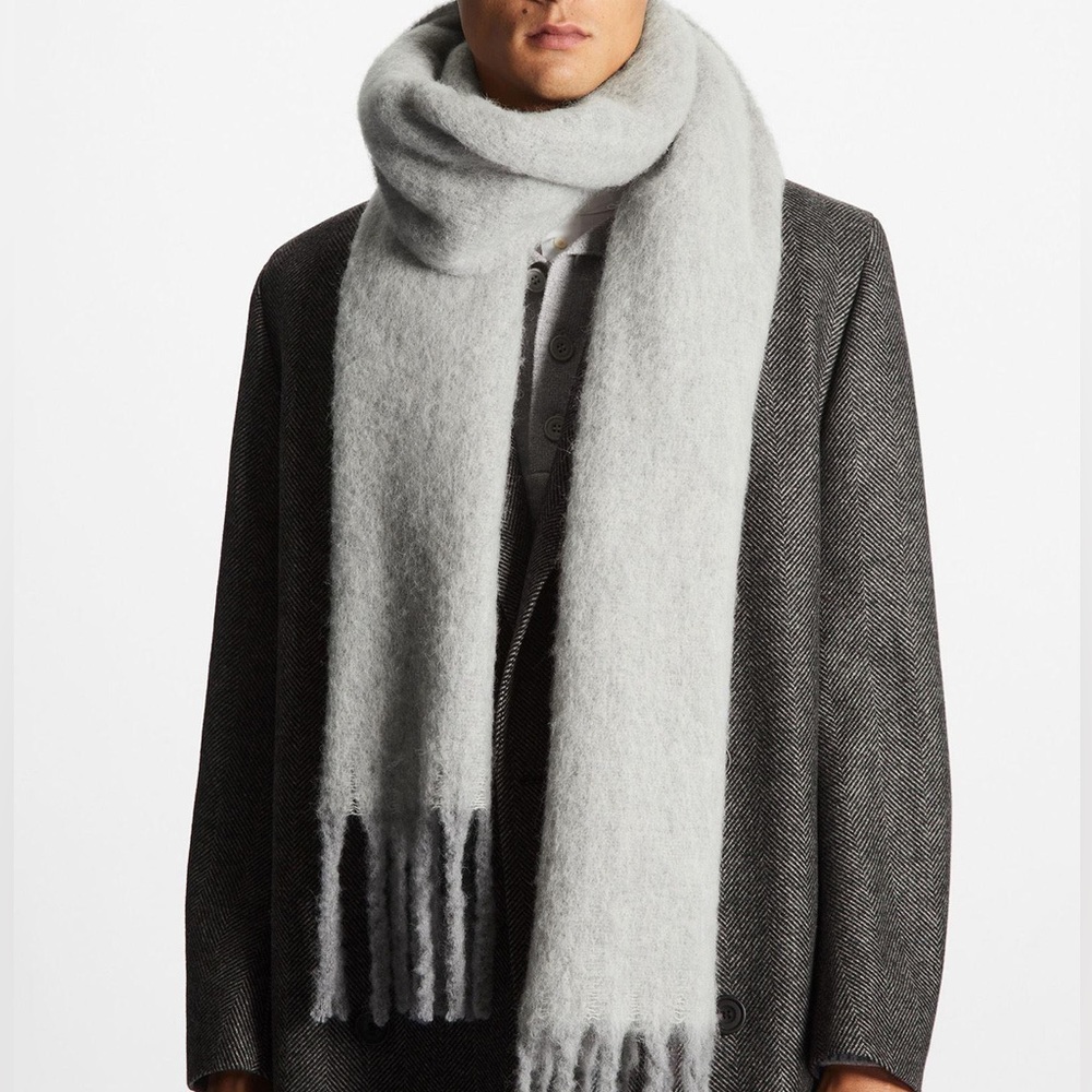 OVERSIZED ALPACA-BLEND SCARF - LIGHT GRAY NEW WITH TAGS